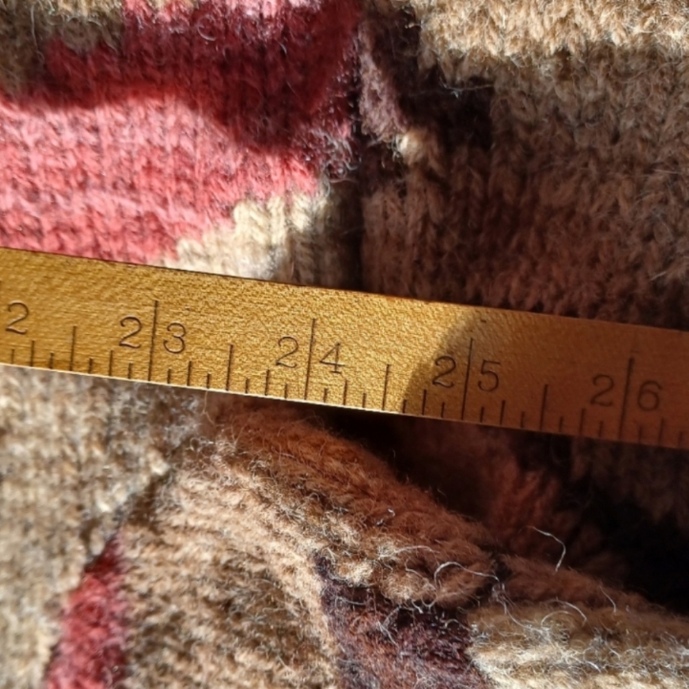 🥰 Vintage Ralph Lauren Tan and Brown Handknit Turtleneck Sweater - Picture 9 of 14